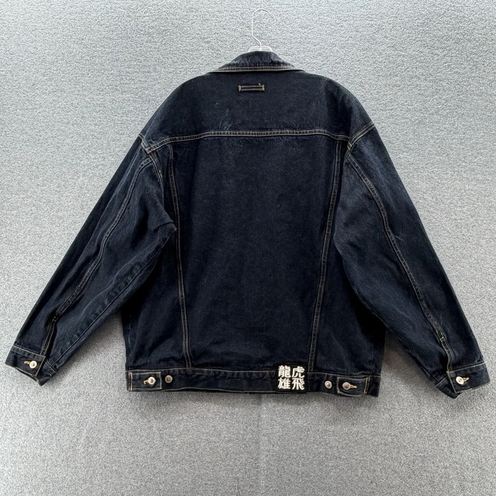 VTG Delf USA Jean Jacket Mens 2XL Denim Oversized Trucker Hip Hop Streetwear Y2K